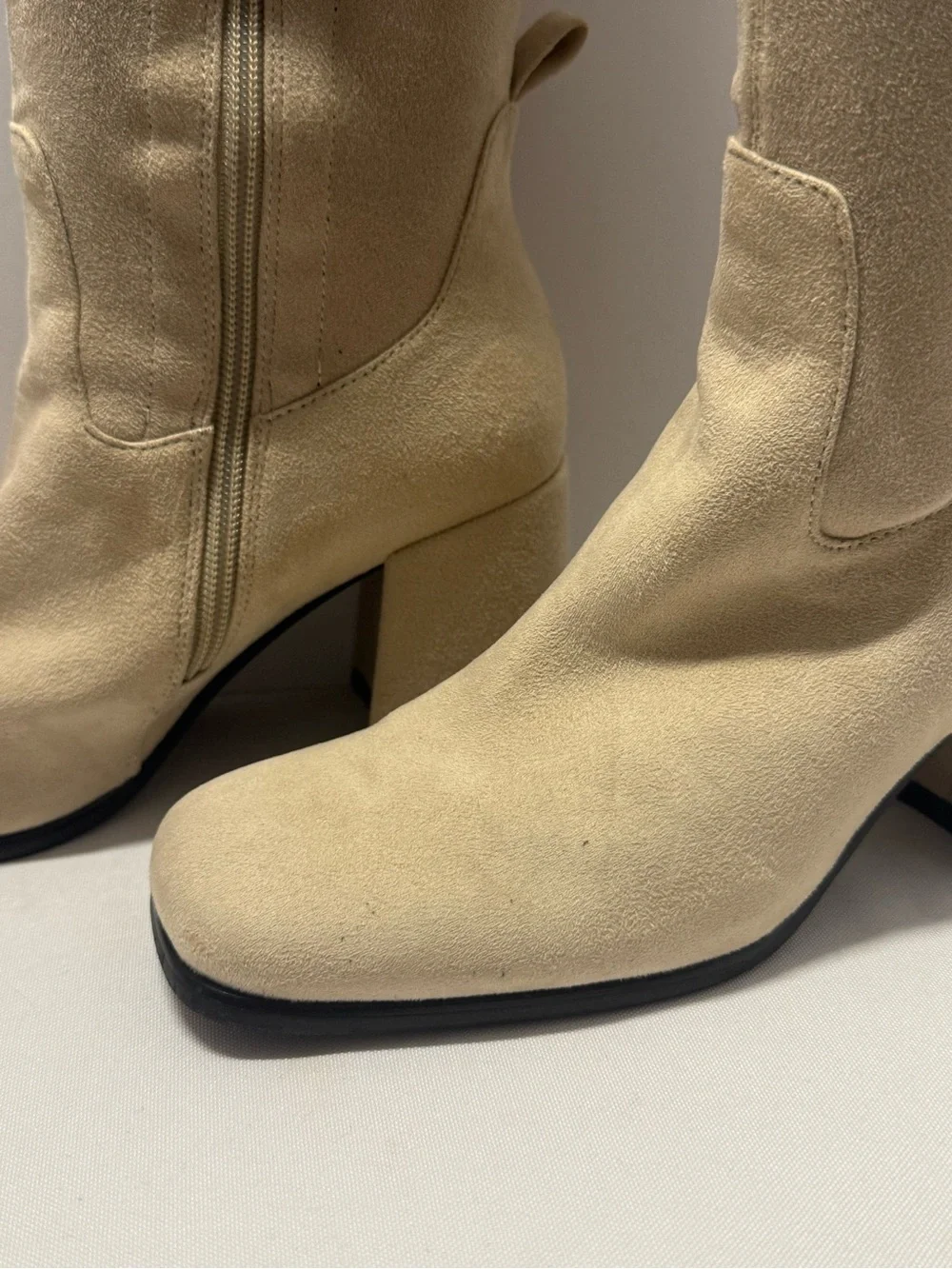 Jeffrey Campbell Beige Tall Block Heel Boots - Picture 2 of 9